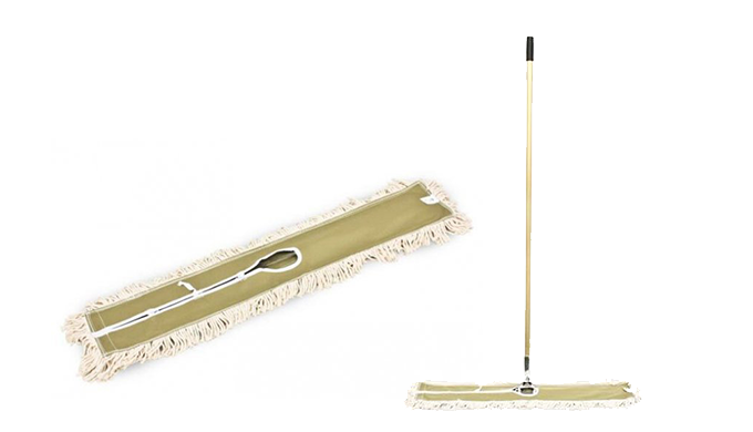Mopa plana completa para la limpieza de suelos. Mopa plana de 100% algodón blanco crudo de 65 cm de ...