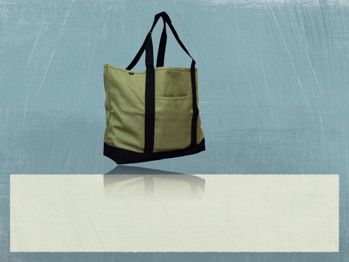 Bags made of 100% regular Recycled Cotton fabric.Bag has long handles,but short enough that the bag ...