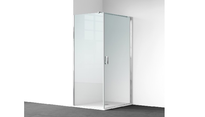 A70 pivot shower enclosure with 6mm tempered safety glass (EN 12150). Premium finish with smooth piv...