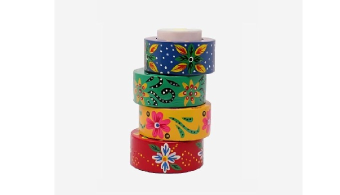 Cheap gifts. Item code: AKI076. Wooden, hand carved, hand painted, tealight candle holders. Size- 2 ...