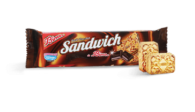 SANDWICH Biscuit fourré au chocolat Appréciez le biscuit sandwich fourré au chocolat de Bimo, deux b...