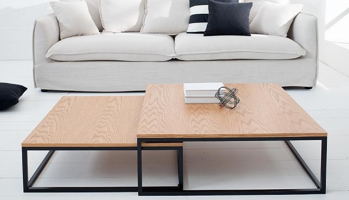 Table basse design Samantha blanc/chêne