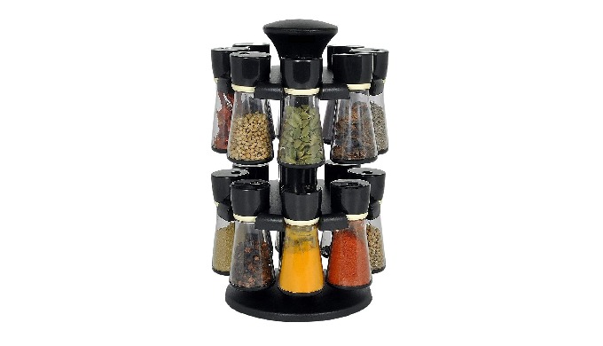 Revolving round-shaped transparent spice rack/container/masala box. Revolving spice rack set 16-in-1...
