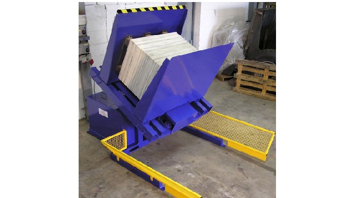 Pallet inverting machines use reclining and rotating principles to achieve a 180 degree turning of t...