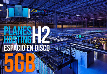 Hosting H2 Espacio en disco: 5 GB Transferencia mensual: 50 GB Cuentas de E-mail: 5 Bases de datos: ...