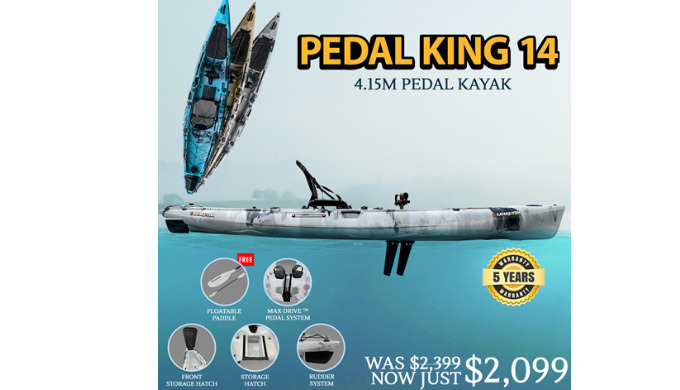 Pedal King 14 Foot Pedal Kayak The Max-Drive™ Pedal drive allows fast but smooth-and-easy pedal acce...