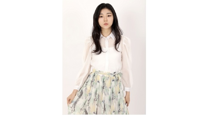 watercolor hanbok skirt_chiffon_green/pink