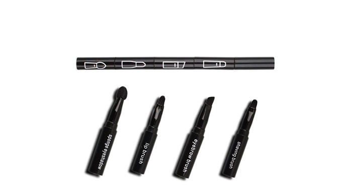 This 4 in 1 makeup brush pen combines eyeshadow, eyebrow, lip, and shading brushes in a single compa...