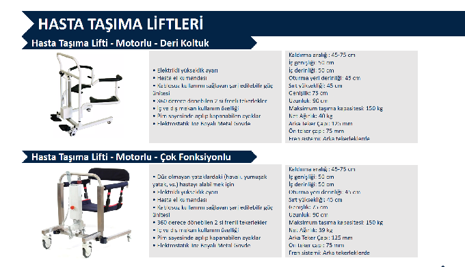 • Elektrikli yükseklik ayarı • Hasta el kumandası • Kablosuz kullanımı sağl...