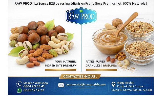 🚀 SARL RAW PROD – Votre partenaire stratégique pour les fruits secs & noix dans l’industrie SAR...