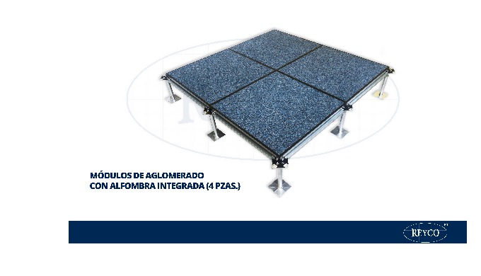 Módulos de 61 x 61 cms con alfombra modular integrado al módulo, para auditorios, salas de juntas, c...