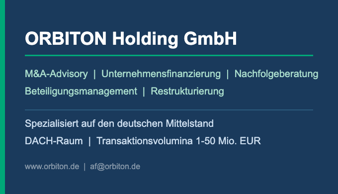 ORBITON begleitet mittelständische Unternehmen und Gesellschafter bei M&A-Transaktionen, Unterne...
