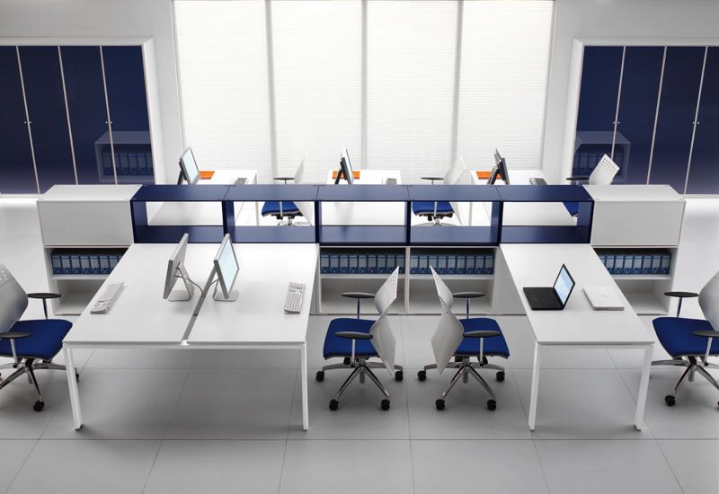Mobilier de bureau Glider, solution système Bench, une structure unique pour un gain de place.