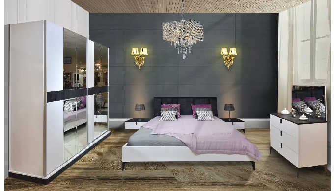 Une chambre moderne en blanc qui vous fait oublier la fatigue du matin Un design unique avec une arm...
