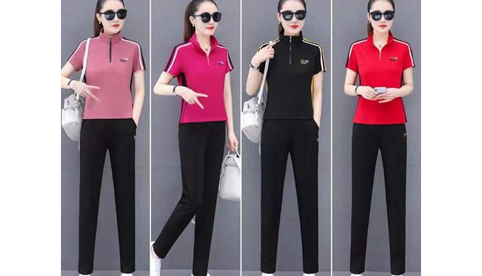 Simple and comfortable fashion casual suit, crisp/easy care, stitching stripes, different color stri...