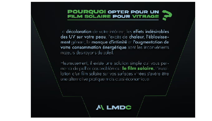 La maison du covering vous propose la pose de film Anti UV / Rejet de chaleur. Spécialisée dans le d...