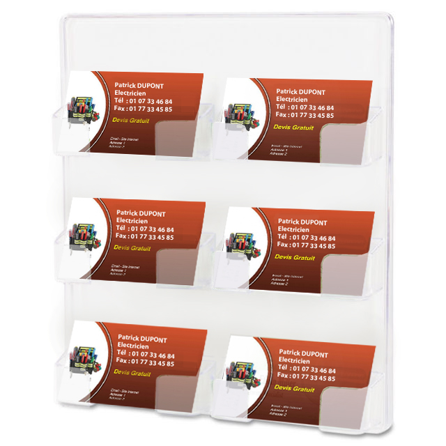 PRÉSENTOIRS CARTES DE VISITE MURAUX 6 CASES