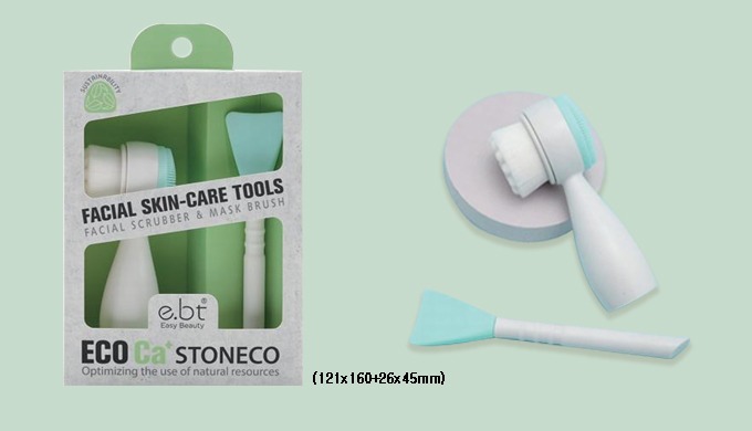 A collection of eco-friendly facial skincare tools, cosmetic brushes, and foot files made with Stone...