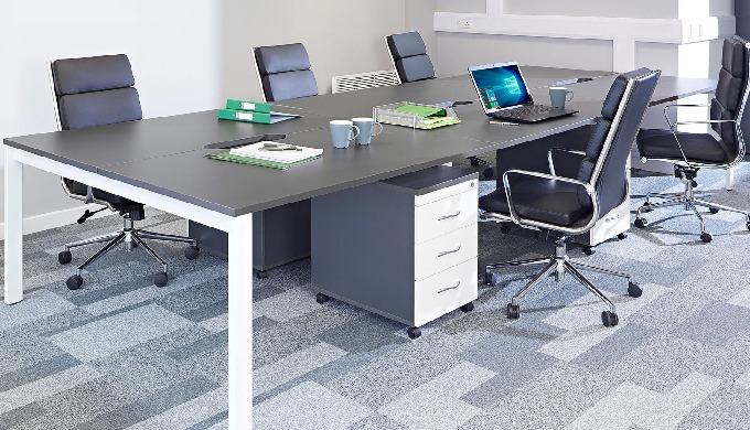 Office furniture ranges including desks, chairs and storage solutions, for office floor, reception a...