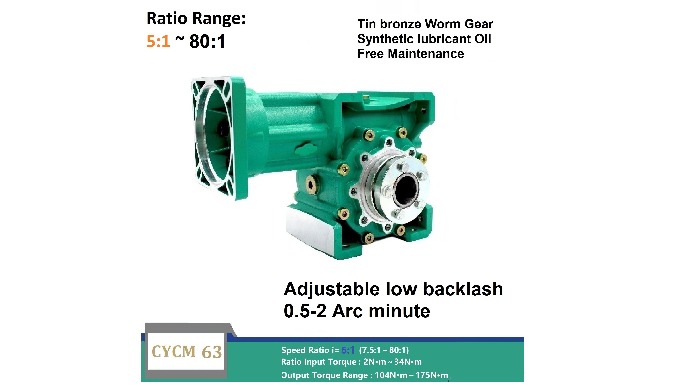 CHENYUE Adjustable Backlash High Precision 0.5-2 Arcminute Worm Gearbox CYCM63 Free Maintenance Output Way: CR