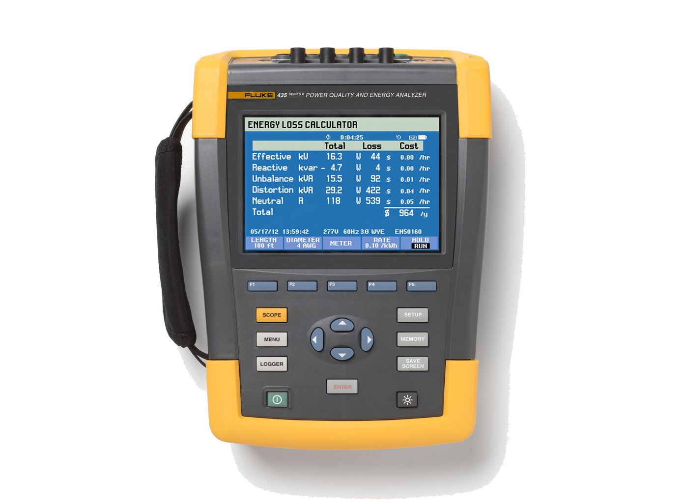 Analizador de redes y de calidad eléctrica FLUKE 435-II. Registro y análisis de tensiones, corriente...