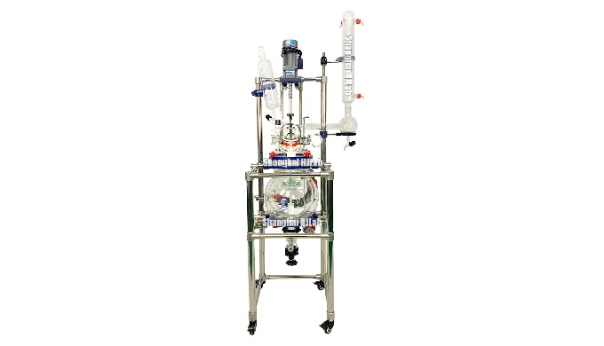 Round-Bottom Jacketed Spherical Glass Reactor Double Layer Spherical Glass Reaction Vessel with 5L, ...