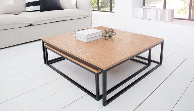 Table basse design Samantha blanc/chêne