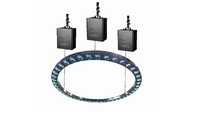 LED升降圆环 额定电压： AC100V-240V，50/60Hz 最大功率：整灯功率350W 显示：1.77寸彩屏 中英文显示 保护功能: 电子防坠/ 传动轴刹车 控制方式：DMX512 声控 自走...