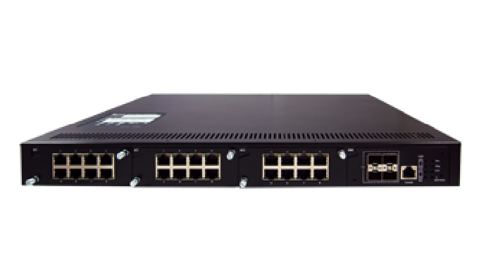 Industrial Rack-Mount Modular Layer-3 Gigabit Ethernet PoE Switch with up to 24 x Gigabit ports and ...