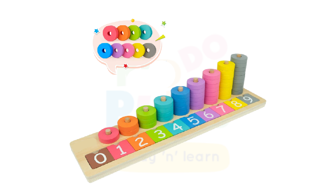 45 rings and 10 colorful tiles make up the Toddler Math Learning Toy, an educational game. Toddlers ...