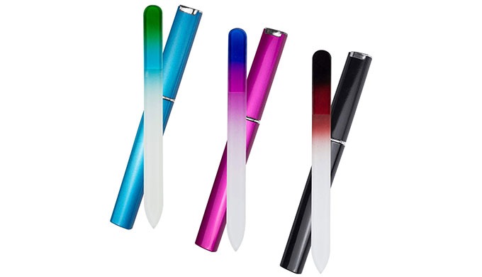 These glass nail files feature a fine-grit surface that gently shapes nails without splitting. Each ...