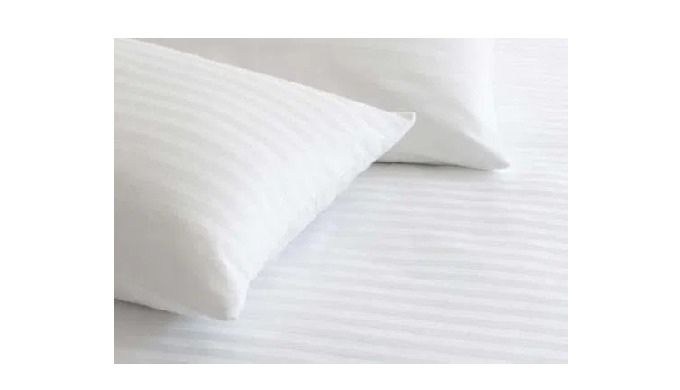 Shubhla - Satin Striped 300 TC Cotton King size Fitted Bedsheet, 108 x 108 inch with 2 Pillow Covers...