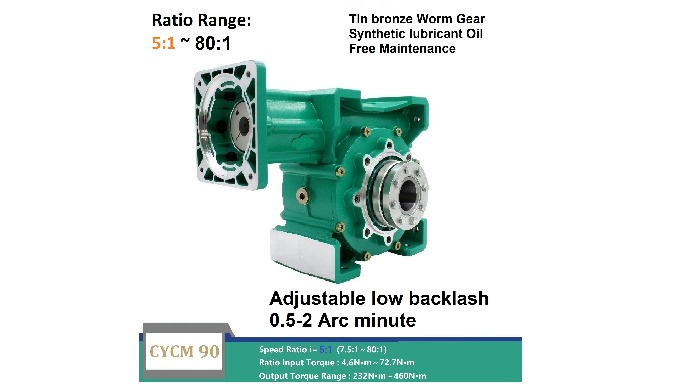 CHENYUE Adjustable Backlash High Precision 0.5-2 Arcminute Worm Gearbox CYCM90 Free Maintenance Output Way: 2C