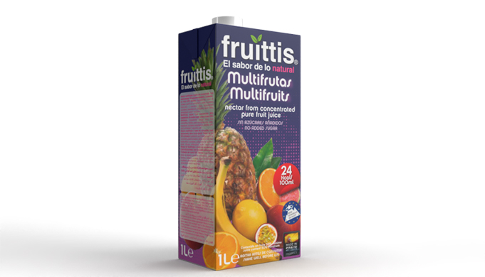 Fruittis Nectar de Multifrutas Néctar a partir de concentrado (50%). Brick 1L.