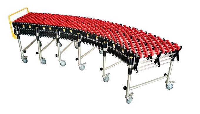 Gravity flexible expandable skate wheels conveyor is designed for handling of small-and medium-sized...