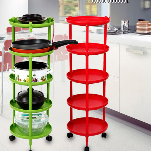 -Ideal for storing pan, dish, pot and other tableware - Easy assemble - Easy to move - 3 to 5 levels