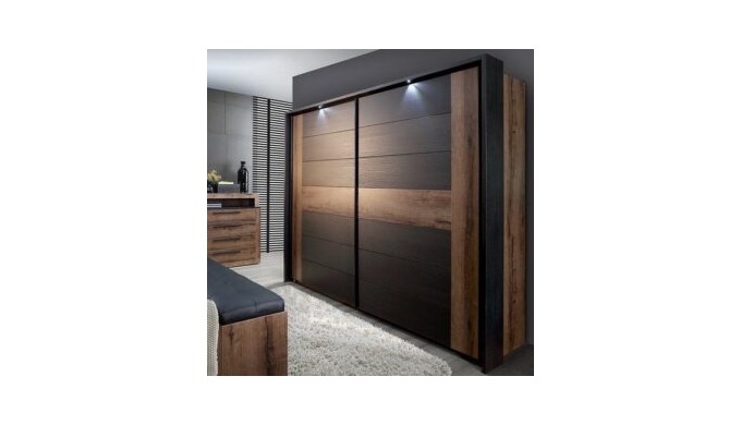 Wooden wardrobe finished in factory processed quality.