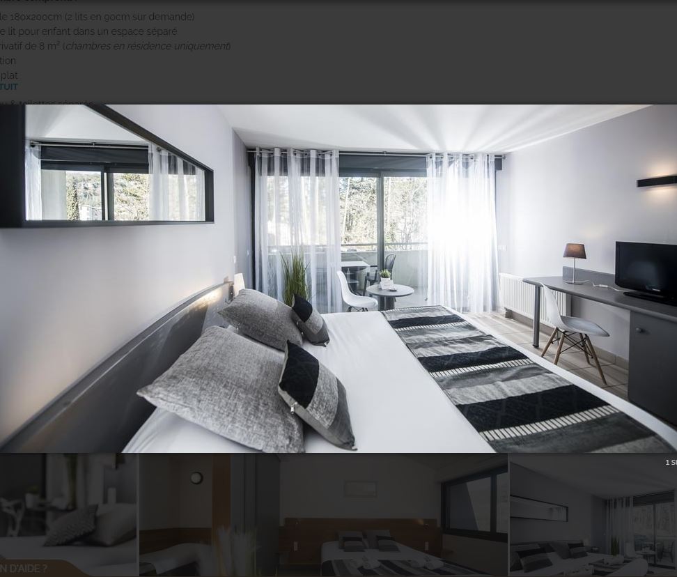 Chambres Grand Confort de 30m² climatisées en résidence ou en bord de rivière