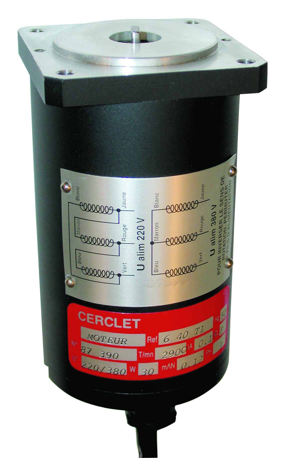 MOTEUR 640T1 :MOTEUR AVEC OU SANS FREIN 2900t/mn 30w deux sens de rotationMONO. ET TRI.