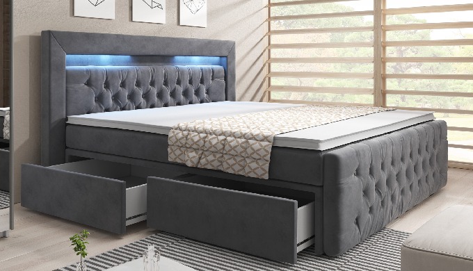 Das hochwertige und zeitlose Boxspringbett Menzogna aus der aktuellen Baidani Sleepline Kollektion i...
