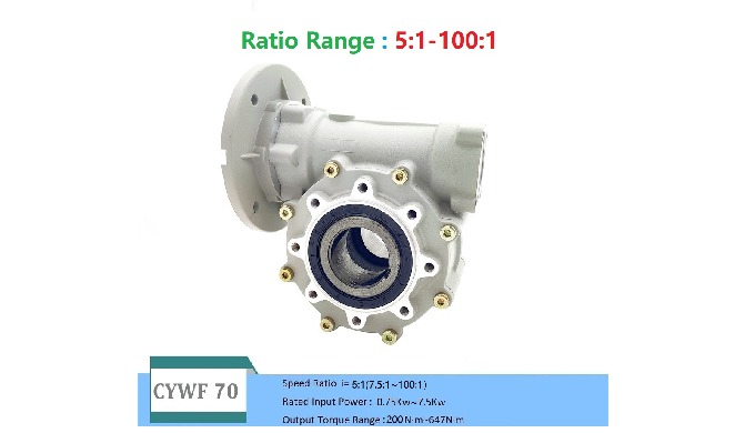 CHENYUE CYWF70 Large Output Bore Worm Gearbox Precision Worm Gear Reducer, 5 to 100 Ratio, Heavy Duty 7.5 kW Capacity