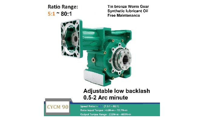 CHENYUE Adjustable Backlash High Precision 0.5-2 Arcminute Worm Gearbox CYCM90 Free Maintenance Output Way: HIHO
