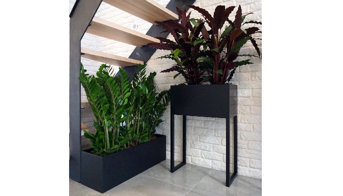 large grass metal flowerbed
