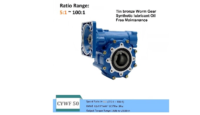 CHENYUE Large Output Bore Worm Gearbox CYWF50 Speed Ratio 5:1 Engine 3Kw Free Maintenance