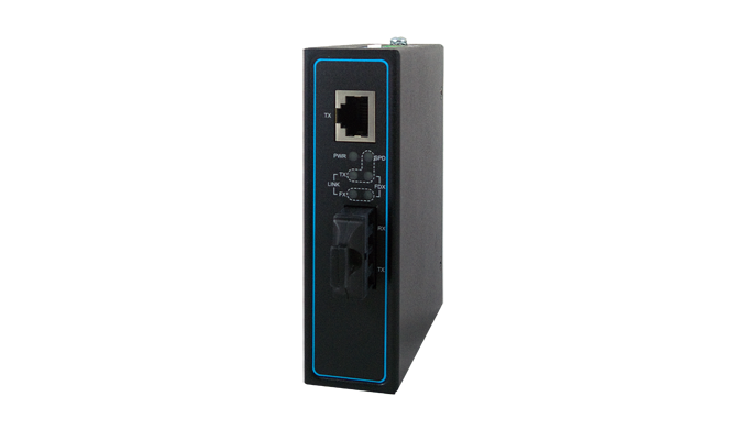 Industrial 10/100BaseT(X) Fast Ethernet to Fiber 100BaseFX Media Converter, DIN-rail mount, metal ho...