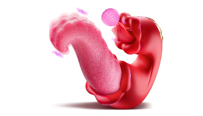 3 ln-1 Vibrator Rose Sex Toys- New upgraded adult toys dual tongue vibrator, combining swinging, lic...