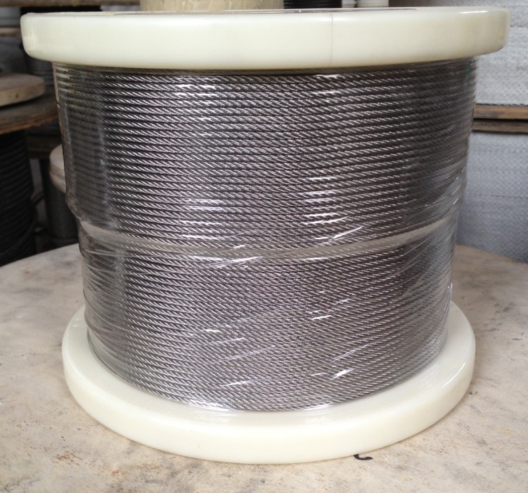 7x7;6x7+FC/PP/IWRC Stainless Steel Wire Rope: 1.Grade:201, 202,301,303,304,304L,316,316L etc. 2.Cons...