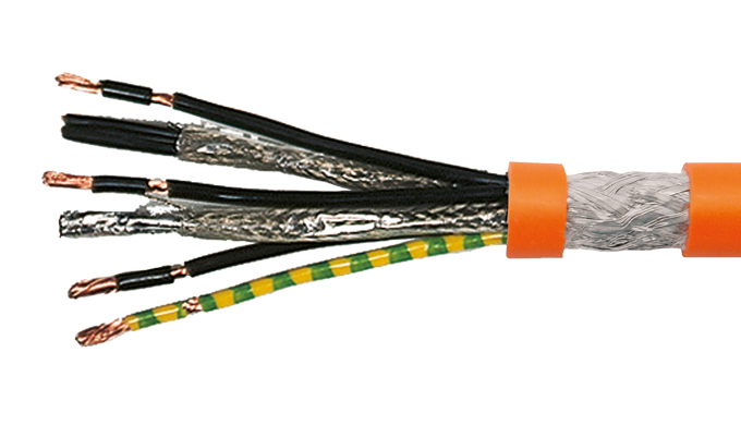 Câble en PUR pour raccordement de moteur avec conducteur PVC et tresse cuivre