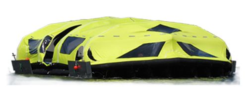 VIKING LifeCraft ™ systemet består af en selvkørende oppustelig beholder med fire motorer, en opbeva...