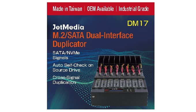 JetMedia DM17 Dual Signal M.2 NVMe PCIe Hard Drive Duplicator 4 Copy Modes / SATA-Nvme Dual Interfac...